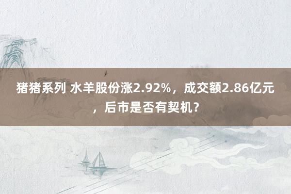 猪猪系列 水羊股份涨2.92%，成交额2.86亿元，后市是否有契机？